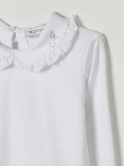 T-shirt in cotone con colletto Monnalisa