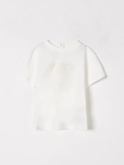 T-shirt in cotone con logo Fendi