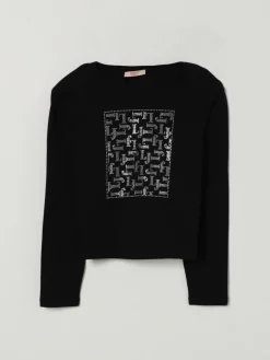 T-shirt in cotone con logo di strass Liu Jo