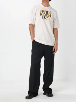 T-shirt in cotone con logo Fendi Roma 1925