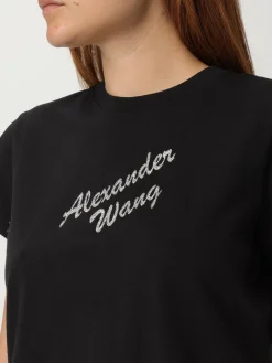 T-shirt in cotone con logo di strass Alexander Wang