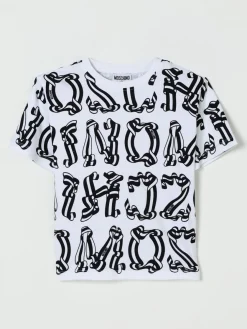 T-shirt in cotone con logo all-over Moschino