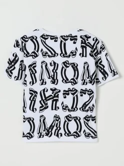 T-shirt in cotone con logo all-over Moschino