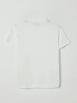 T-shirt in cotone con logo ricamato Fendi