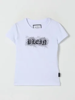 T-shirt in cotone con logo di strass Philipp Plein