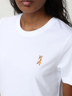 T-shirt in cotone con logo Maison Kitsuné