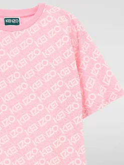 T-shirt in cotone con logo all-over Kenzo Kids