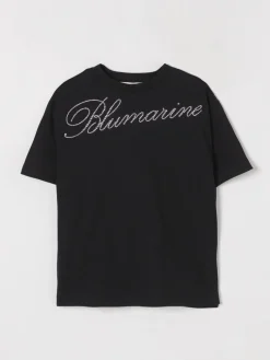 T-shirt in cotone con logo di strass Miss Blumarine