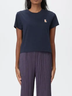 T-shirt in cotone con logo Maison Kitsuné