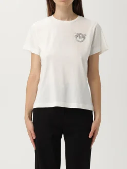 T-shirt in cotone con logo Love Birds Pinko