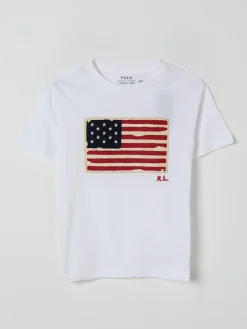 T-shirt in cotone con stampa bandiera Polo Ralph Lauren