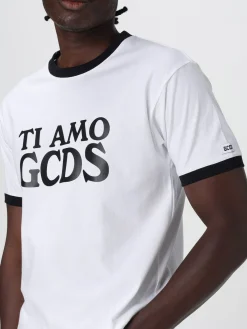 T-shirt in cotone con stampa logo GCDS