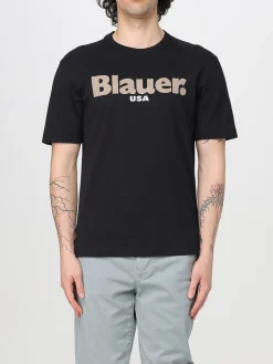 T-shirt in cotone con stampa logo Blauer