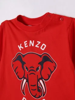 T-shirt in cotone con stampa Elefante Kenzo Kids