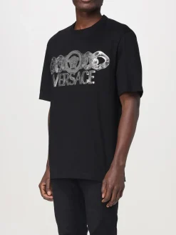 T-shirt in cotone con stampa grafica Versace