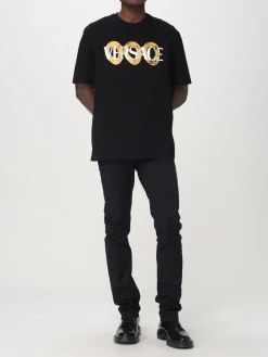 T-shirt in cotone con stampa grafica Versace