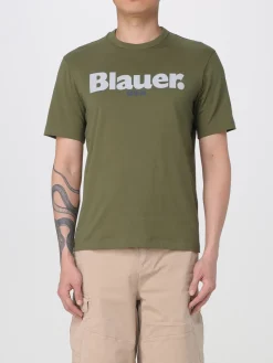 T-shirt in cotone con stampa logo Blauer