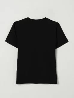 T-shirt in cotone con stampa logo a scacchi Moschino