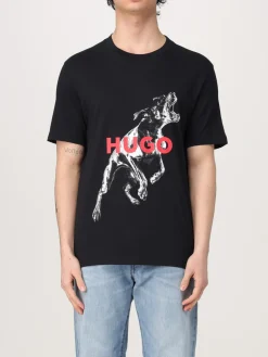 T-shirt in cotone con stampa logo Hugo