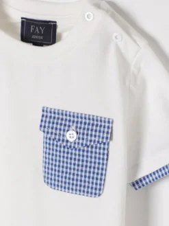 T-shirt in cotone con tasca a toppa Fay Junior