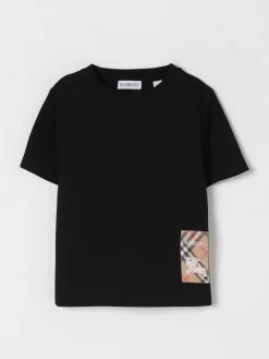 T-shirt in cotone con toppa check Burberry