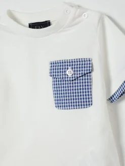 T-shirt in cotone con toppa Fay Junior