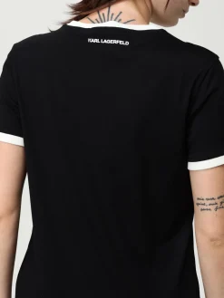 T-shirt in cotone organico con mini logo Karl Lagerfeld
