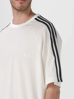 T-shirt in cotone over con bande e logo Y-3