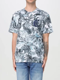 T-shirt in cotone zebrato con logo Just Cavalli