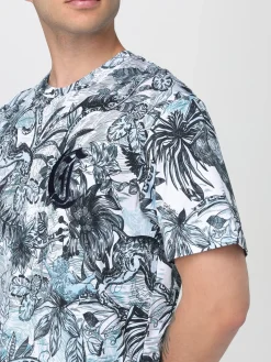 T-shirt in cotone zebrato con logo Just Cavalli