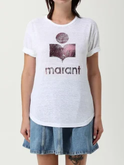 T-shirt in lino con logo Isabel Marant Etoile