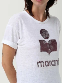 T-shirt in lino con logo Isabel Marant Etoile