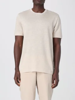 T-shirt in lino e cotone Boss