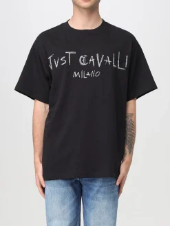 T-shirt Just Cavalli in cotone con logo di strass