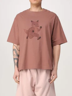 T-shirt over in cotone con maxi logo Maison Kitsuné