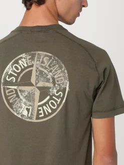 T-shirt Stone Island in cotone con stampa posteriore