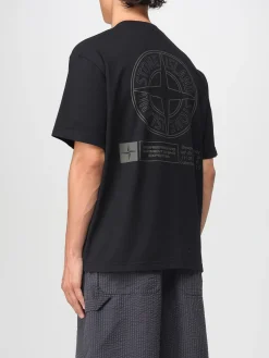 T-shirt Stone Island in cotone con stampa posteriore