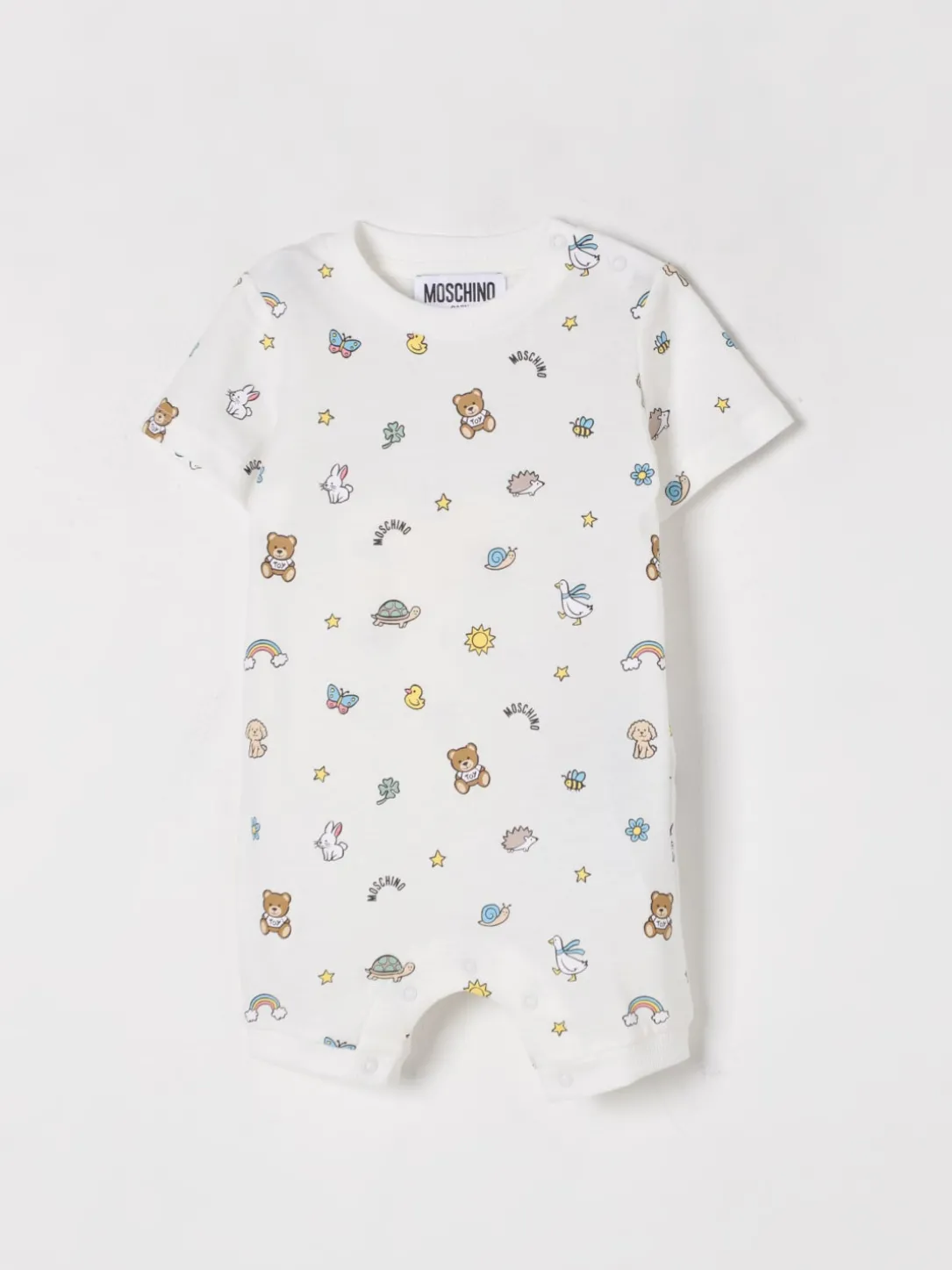 Tuta corta in cotone con stampa Teddy Moschino