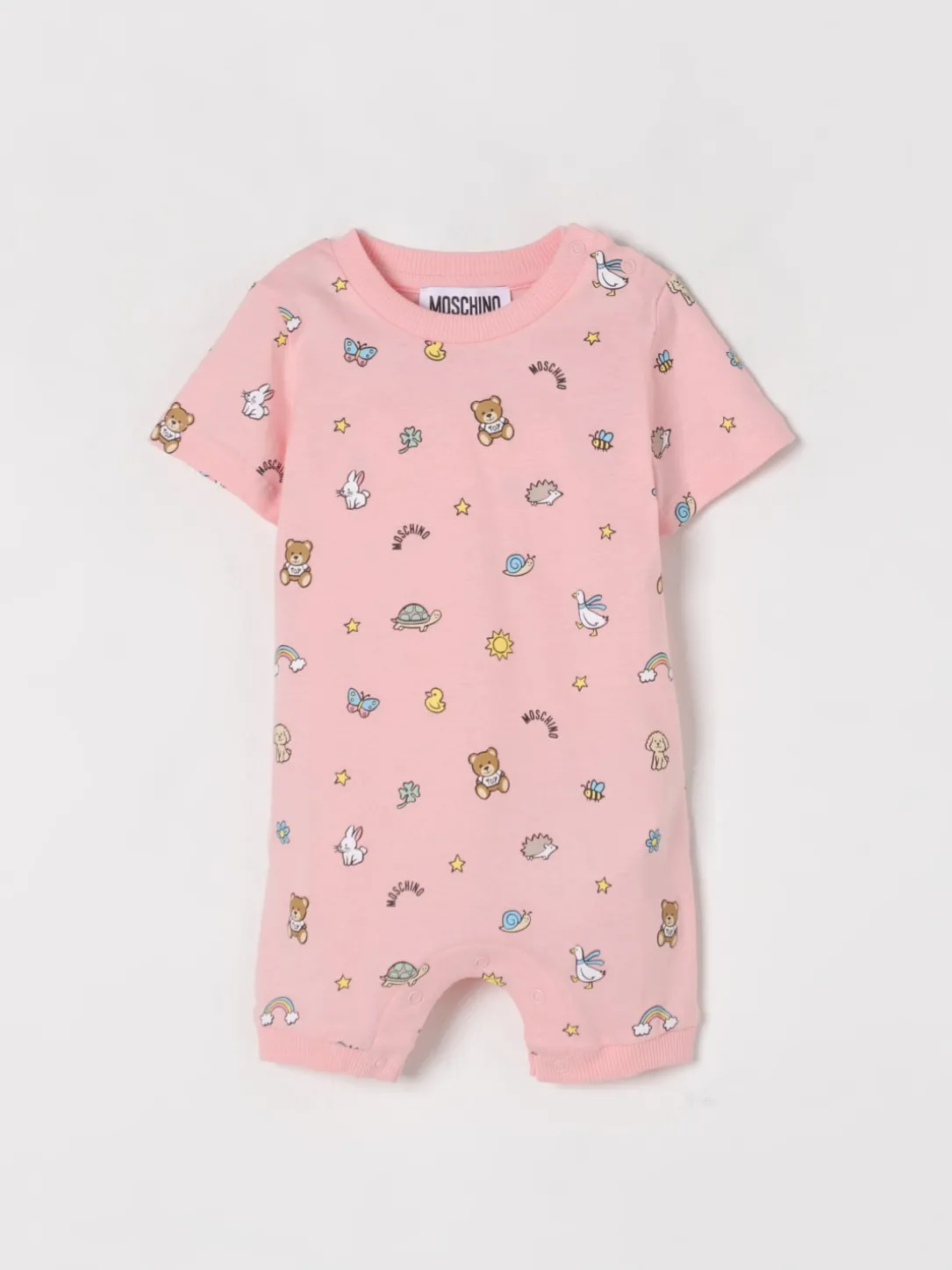 Tuta corta in cotone con stampa Teddy Moschino