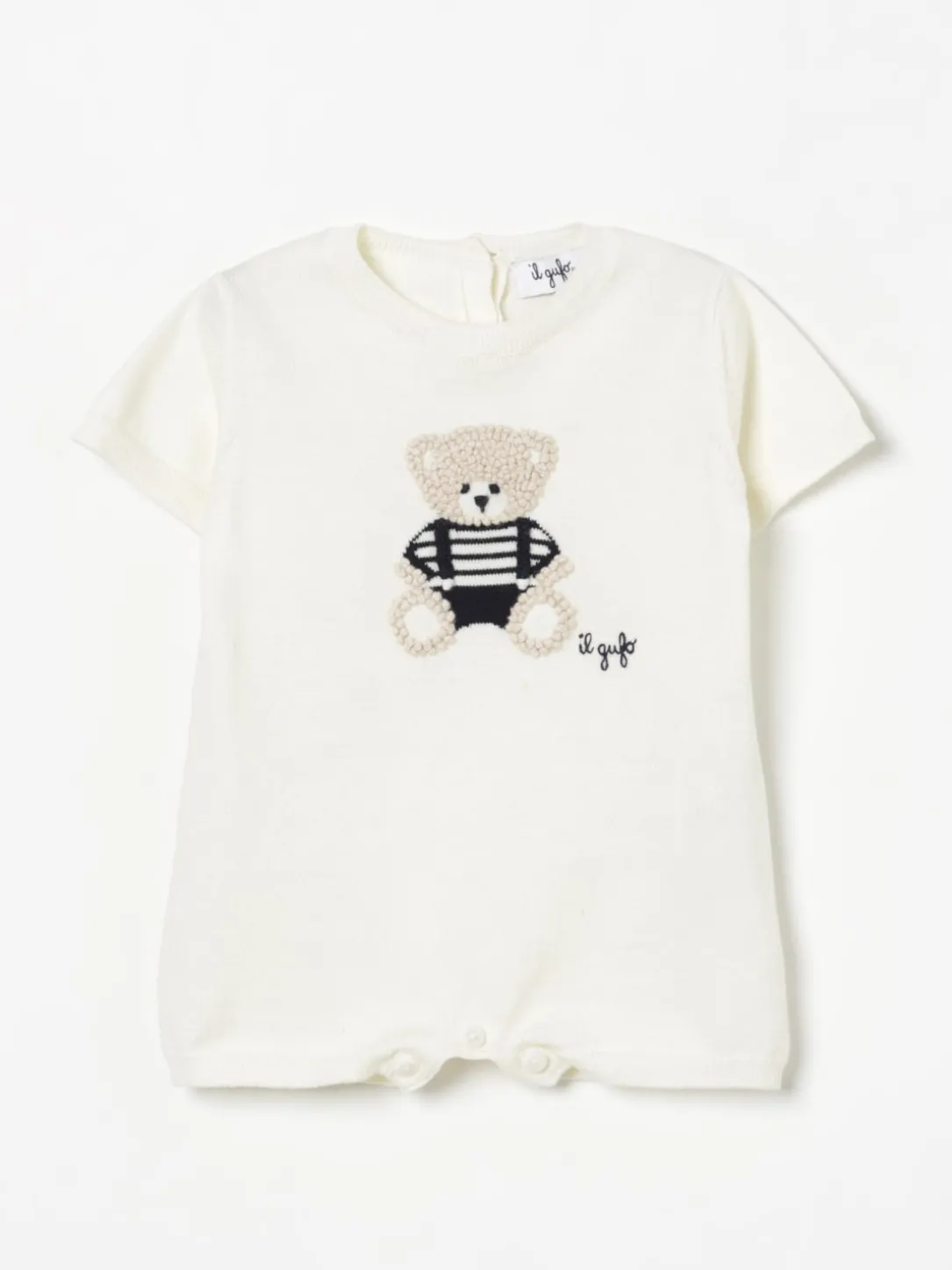 Tuta corta in cotone con Bear Il Gufo