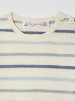 Tuta in cotone organico a righe Bonpoint