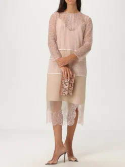 Wallet On Chain Baguette Fendi in cotone e ciniglia