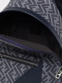 Zaino Chiodo FF Fendi in cotone spalmato e pelle